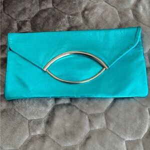 Maurizio Taiuti Turquoise Clutch with Gold Accent